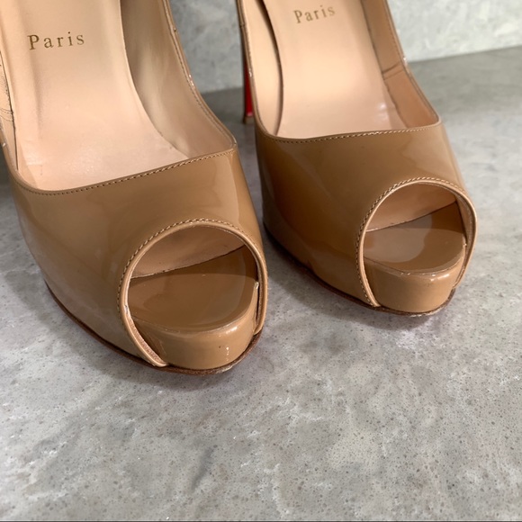 Christian Louboutin Nude Peep Toe Heels - Picture 6 of 10